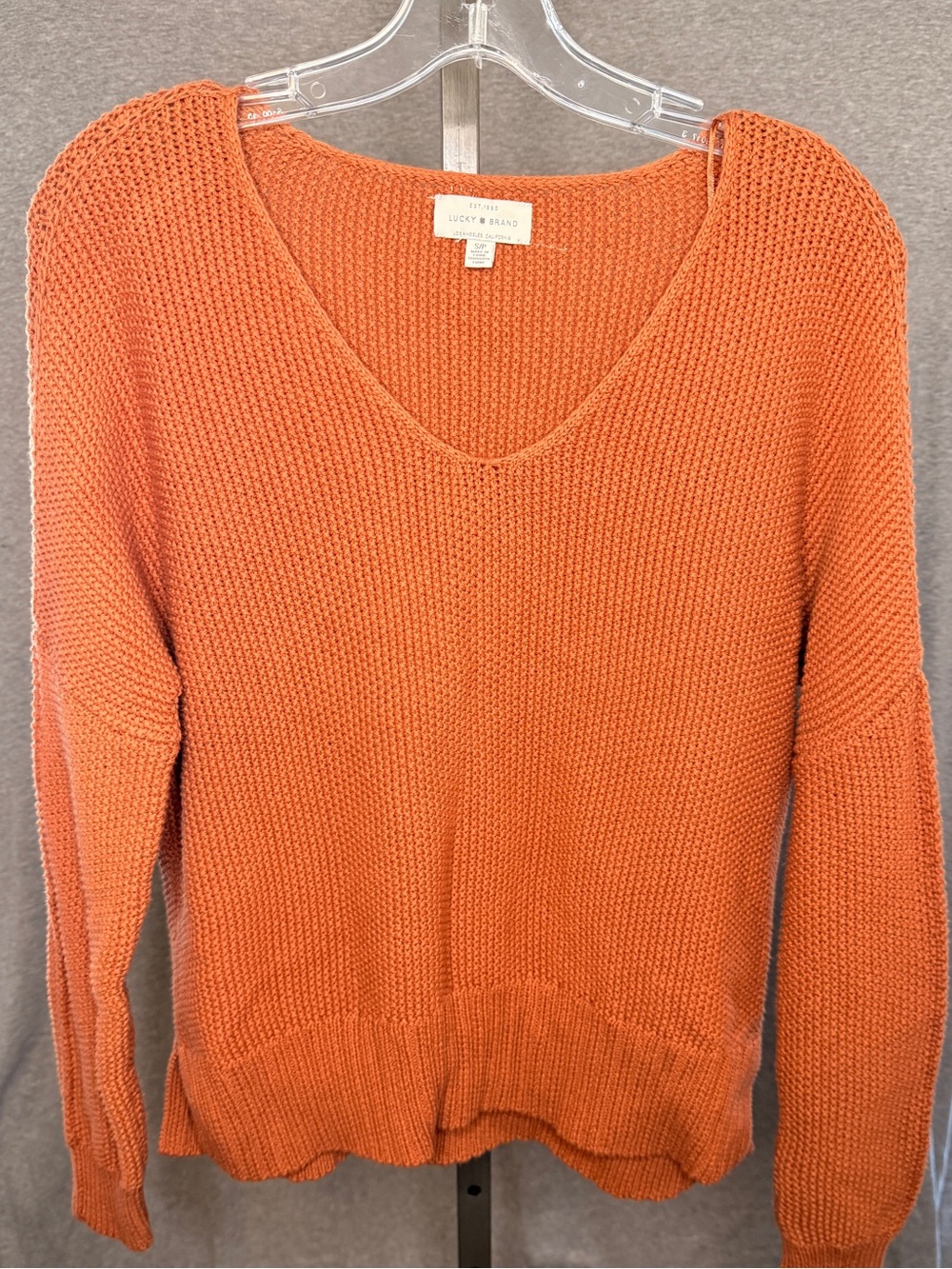 Lucky Brand Women's V-Neck Sweater in Rust Orange